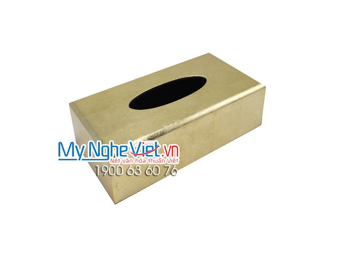 Hộp khăn giấy chữ nhật màu vàng đồng MNV-SMTN06