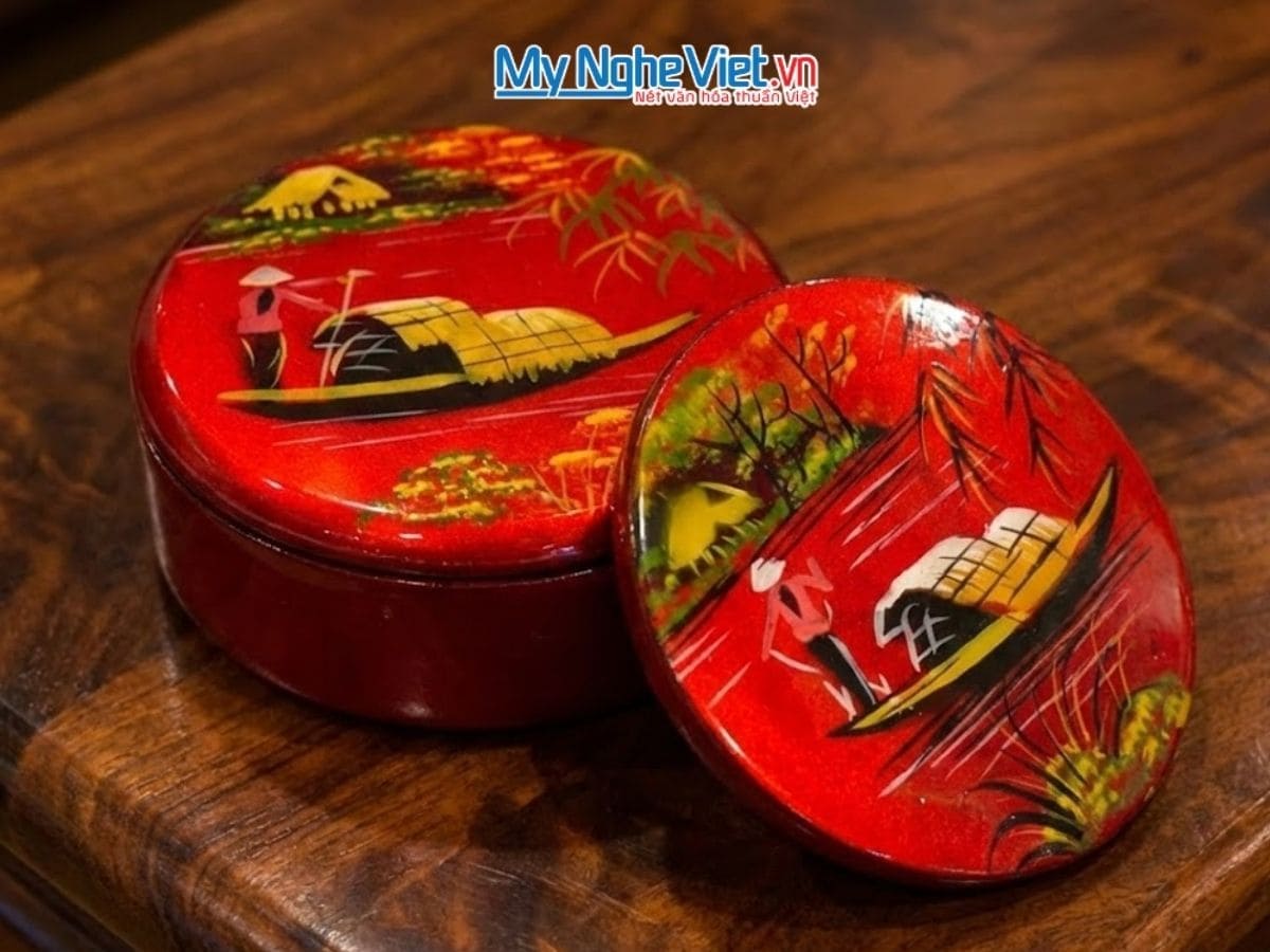 Đế Lót Ly tròn Đồng quê màu đỏ DLL10-7