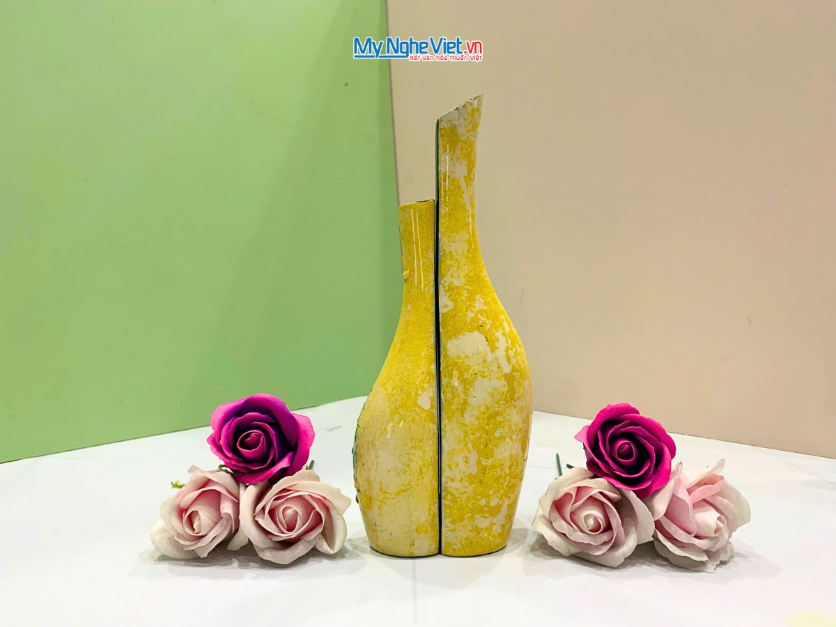 Cặp Lọ hoa sơn mài phu thê ốm Picasso đủ mẫu trung LHSM78-4.2