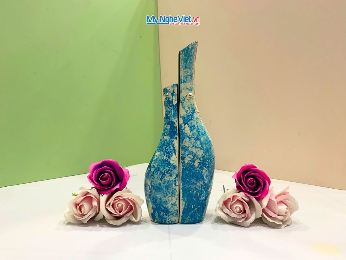 Cặp Lọ hoa sơn mài phu thê ốm Picasso đủ mẫu trung LHSM78-4.2