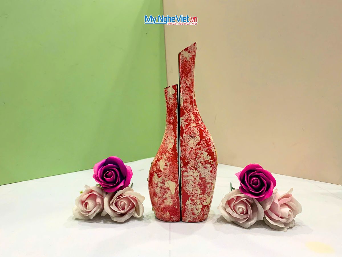 Cặp Lọ hoa sơn mài phu thê ốm Picasso đủ mẫu trung LHSM78-4.2