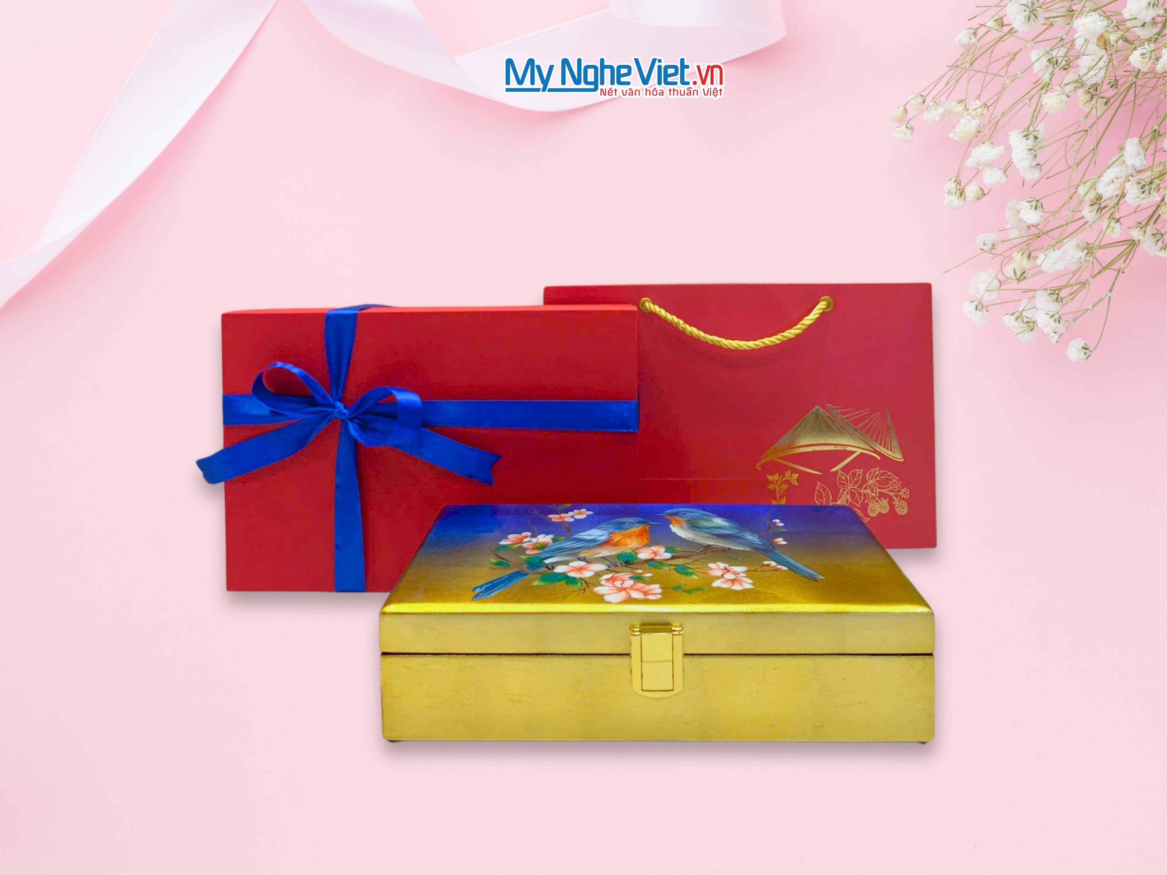 Hộp trang sức cao cấp 14x24cm vẽ tay HSMDH1424-01