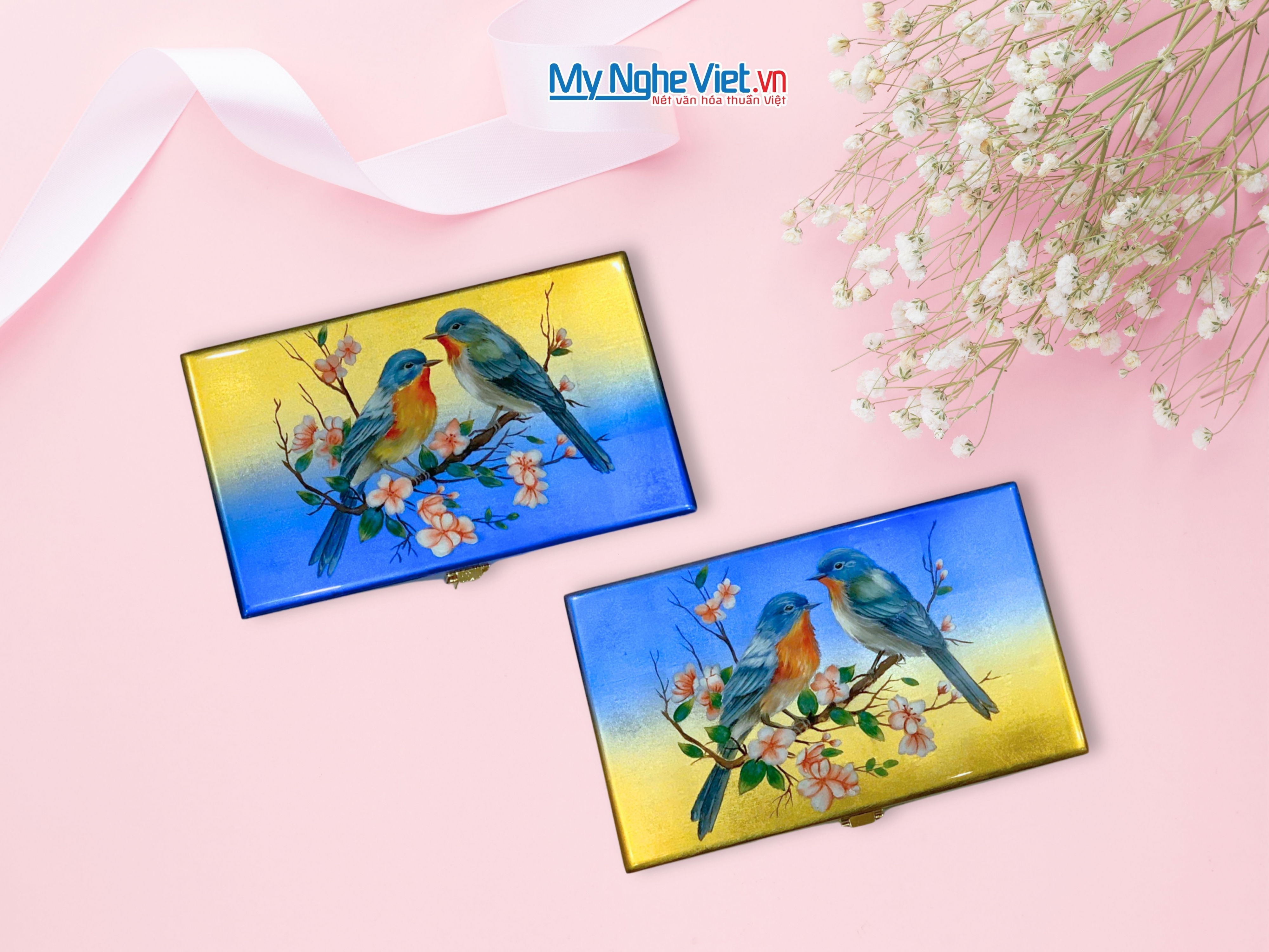 Hộp trang sức cao cấp 14x24cm vẽ tay HSMDH1424-01