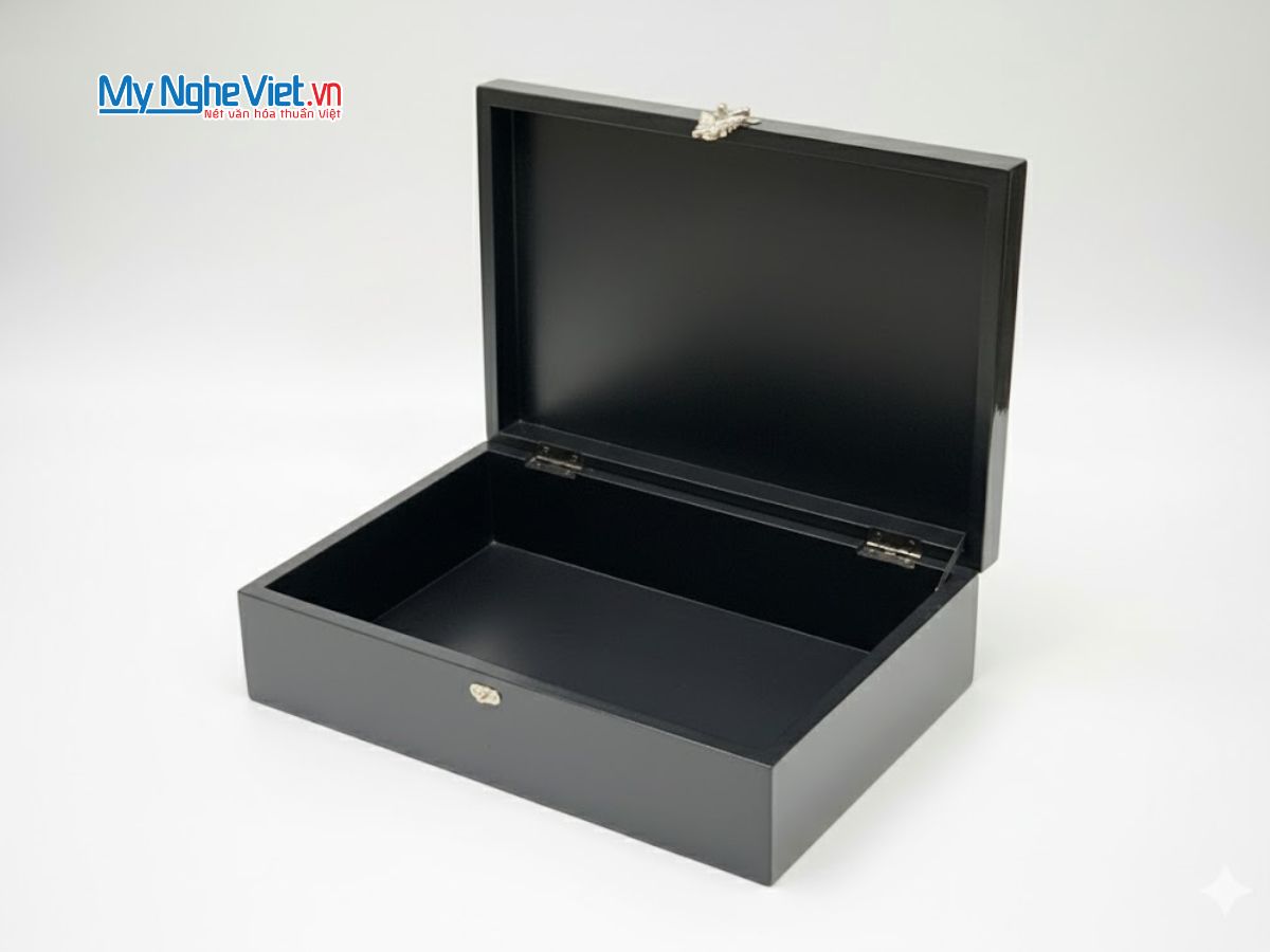 Hộp trang sức sơn mài họa tiết cò sen dát lá vàng cao cấp HSMHD2030/4