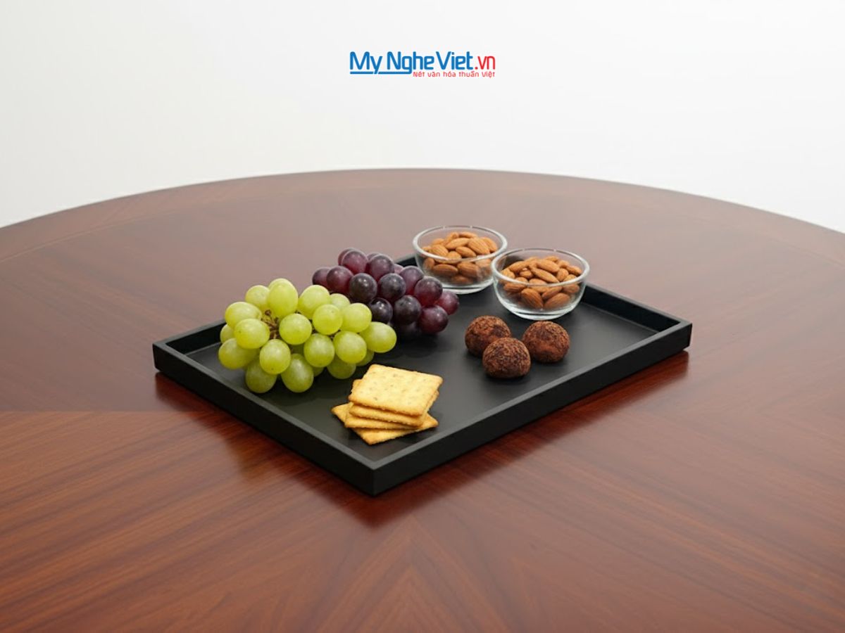 Khay sơn mài màu đen mờ KSMTN001