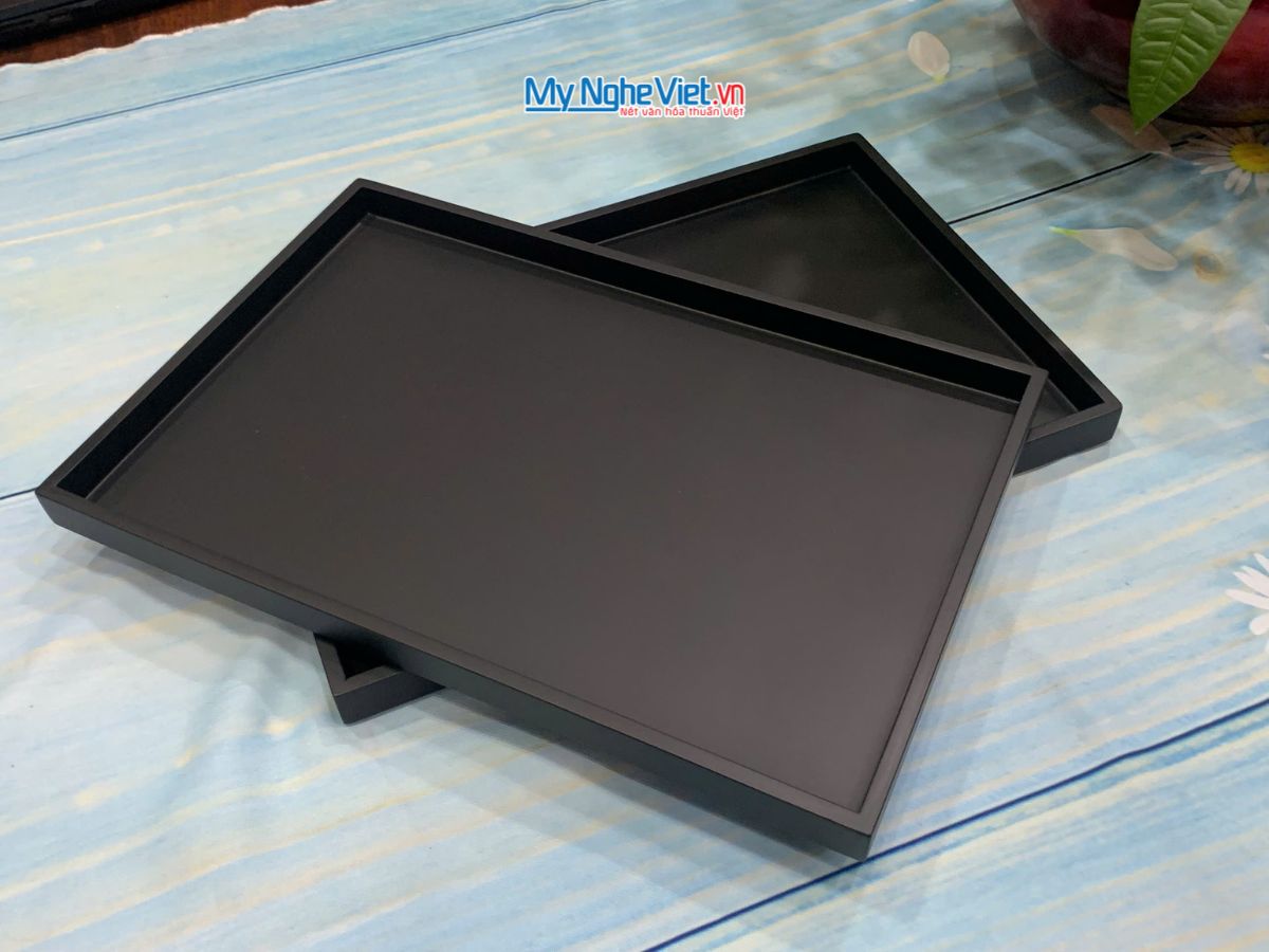 Khay sơn mài màu đen mờ KSMTN001