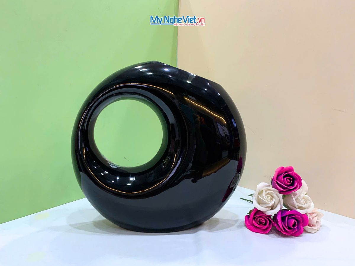 Lọ Hoa Sơn Mài Kết Thân Vẽ Cảnh Đồng Quê Lớn MNV-LHSM118/3-2
