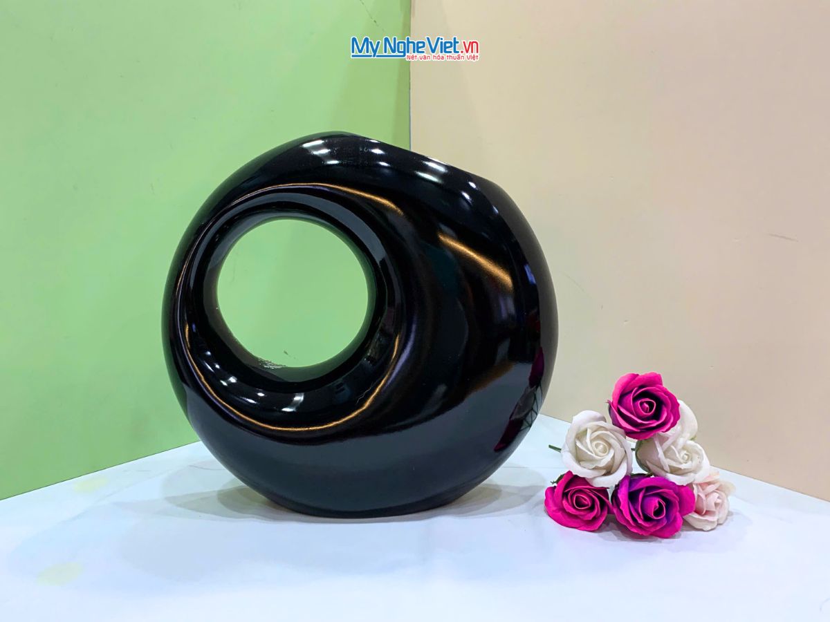 Lọ Hoa Sơn Mài Kết Thân Vẽ Cảnh Đồng Quê Lớn MNV-LHSM118/3-3