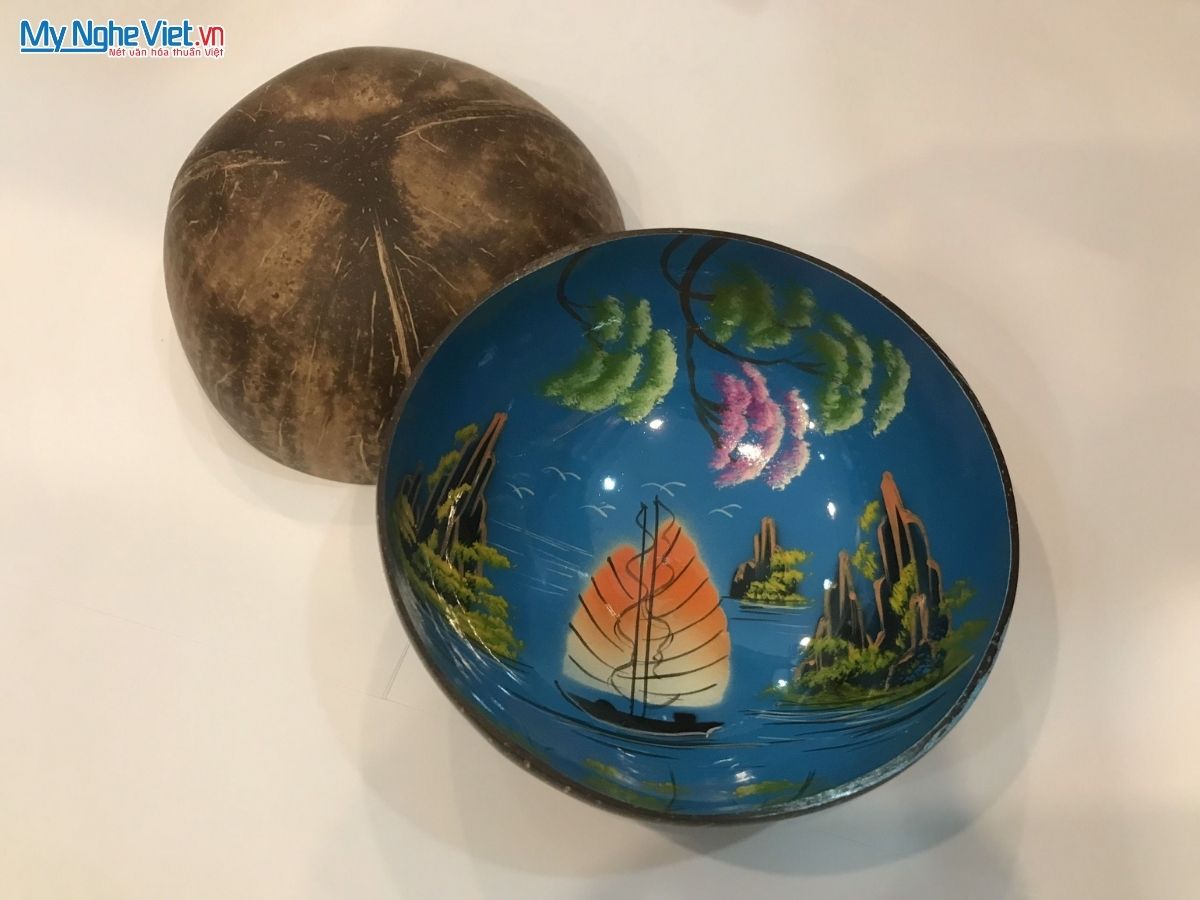 Chén dừa sơn mài đồng quê MNV-CDSM04