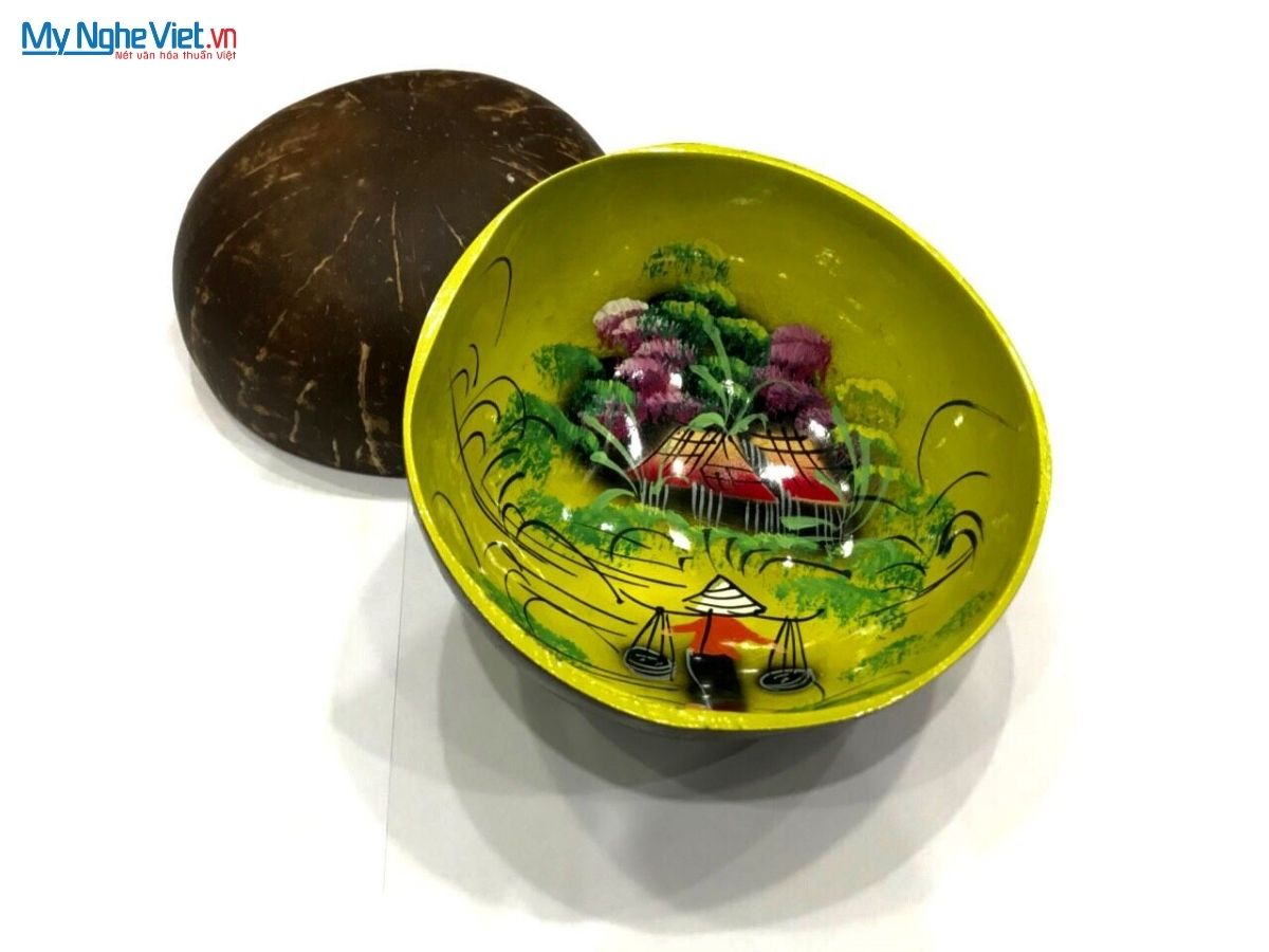 Chén dừa sơn mài đồng quê MNV-CDSM04