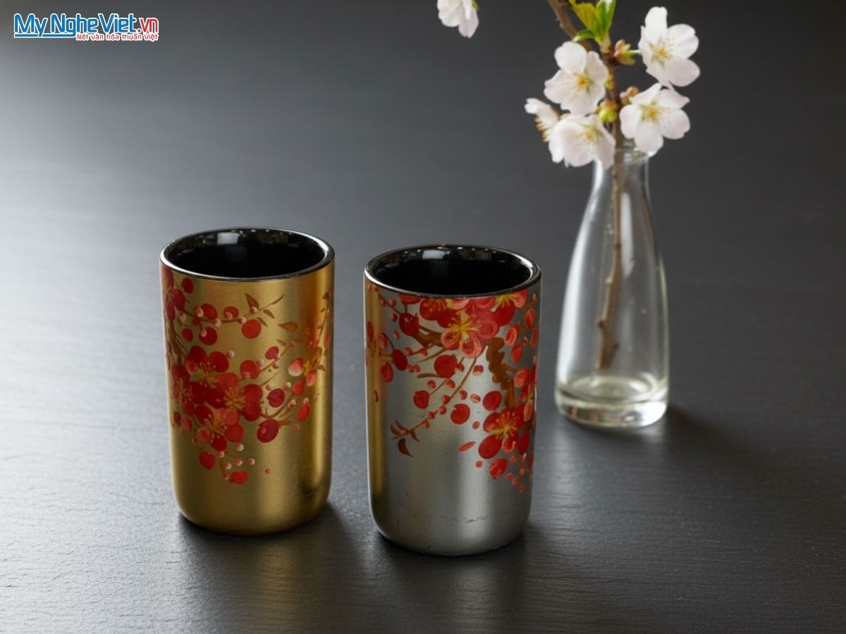 Hộp cắm bút vẽ mai và đào MNV-SMK12