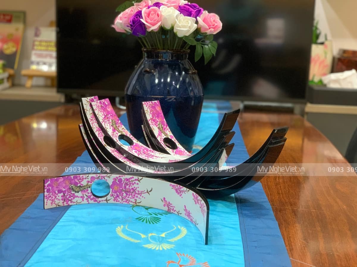 Cọng Rượu Vẽ Đào Hồng Nền Trắng MNV-CRSM02/4