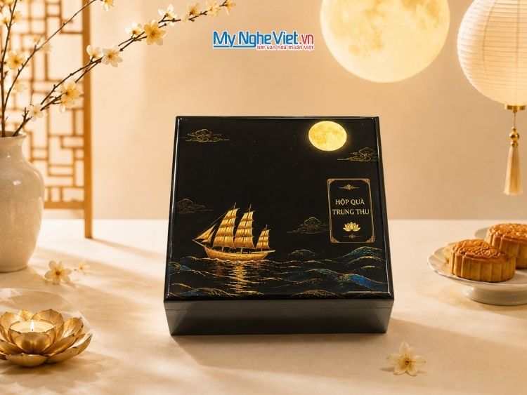 (Hàng Đặt) Hộp Sơn Mài Quà Tặng Trung Thu 2026 – “Thuận Buồm Dưới Trăng”| Quà Tặng Trung Thu Doanh Nghiệp