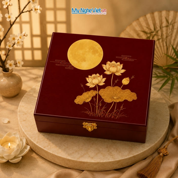 (Hàng Đặt) Hộp Sơn Mài Trung Thu 2026 – “Sen Vàng Dưới Trăng” | Quà Tặng Trung Thu Doanh Nghiệp