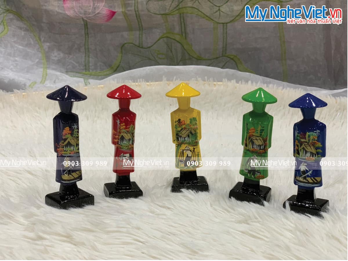 Tượng Cô Gái Áo Dài Việt Nam Sơn Mài Cao 10cm MNV-T17