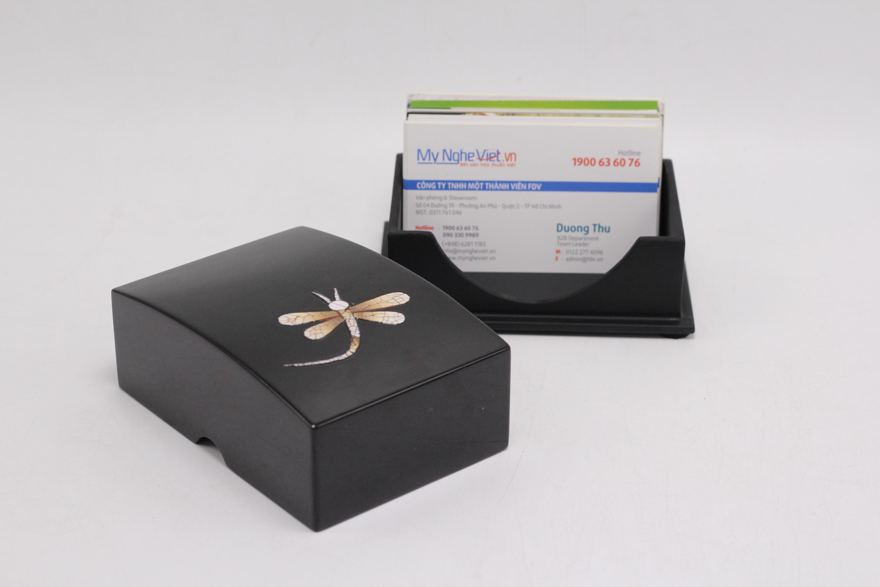 Hộp đựng danh thiếp -  NameCard Sơn Mài Cẩn Trứng Chuồn Chuồn đen SMA50-1