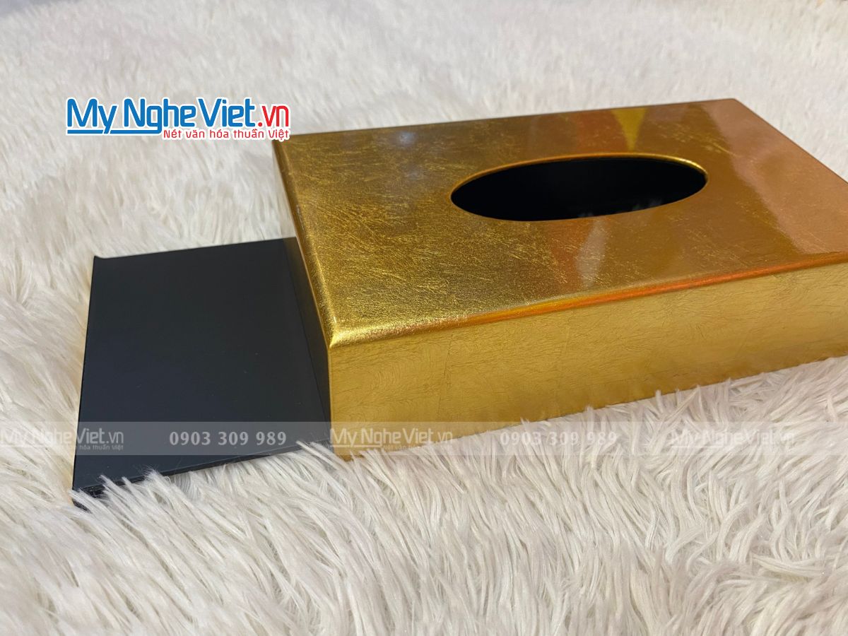 Hộp khăn giấy chữ nhật đắp vàng MNV-HKGTN06